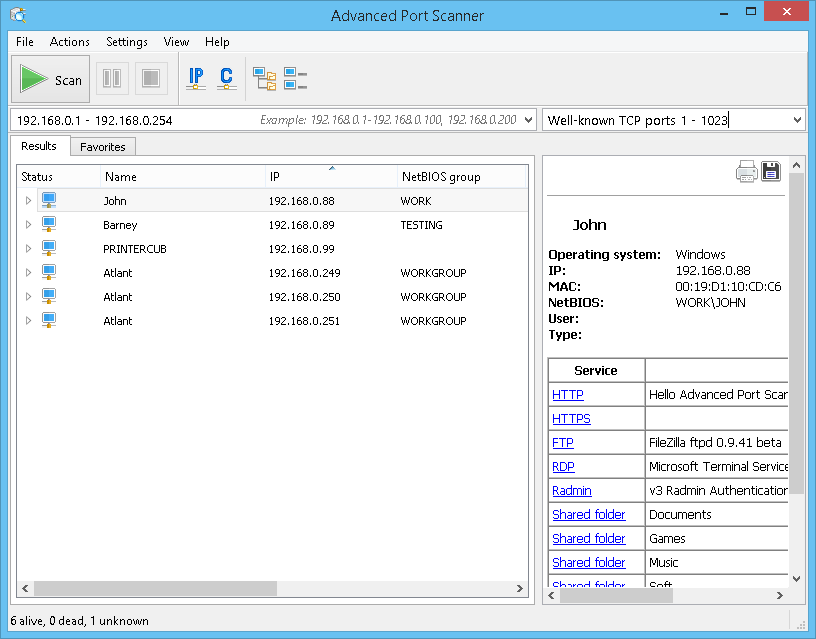 Port – free and fast port scanner
